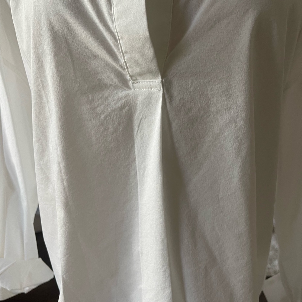 MAGASCHONI White Popover Top Oversized Fit with Collar Size XL - Picture 7 of 12